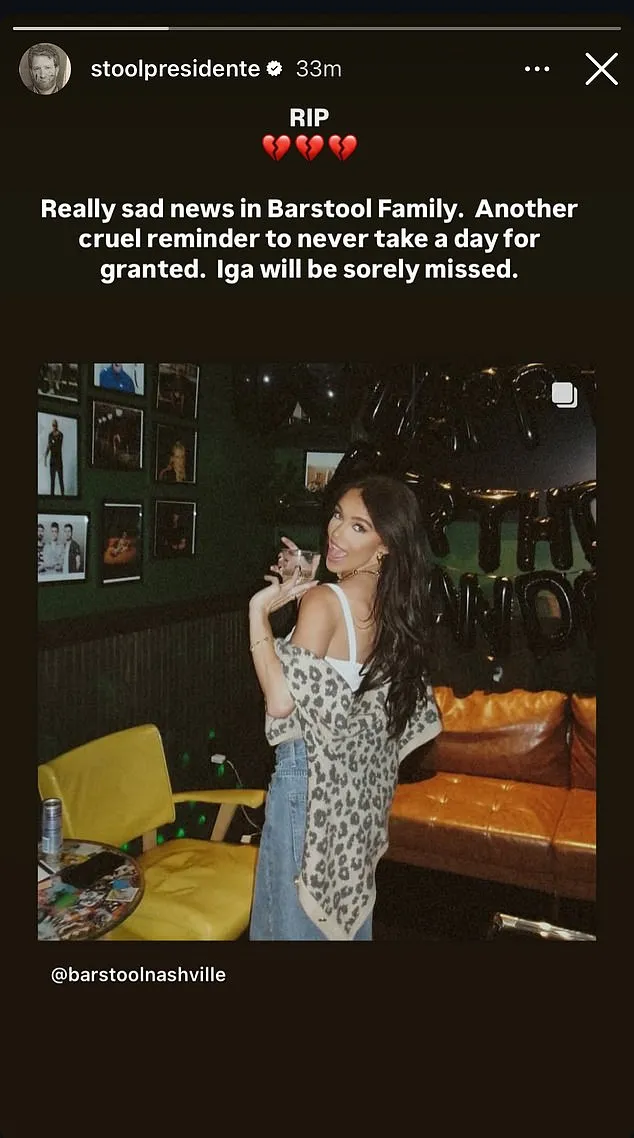 Tragic Loss: Iga Obrycka, Barstool Nashville's Beloved GM, Passes Away at 28